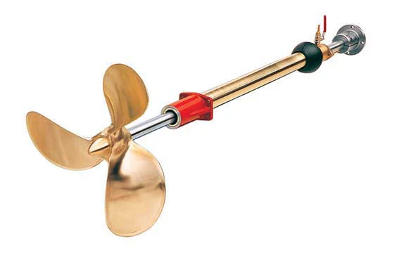 Bronze water-lubricated marine stern gear assembly with shaft and propeller