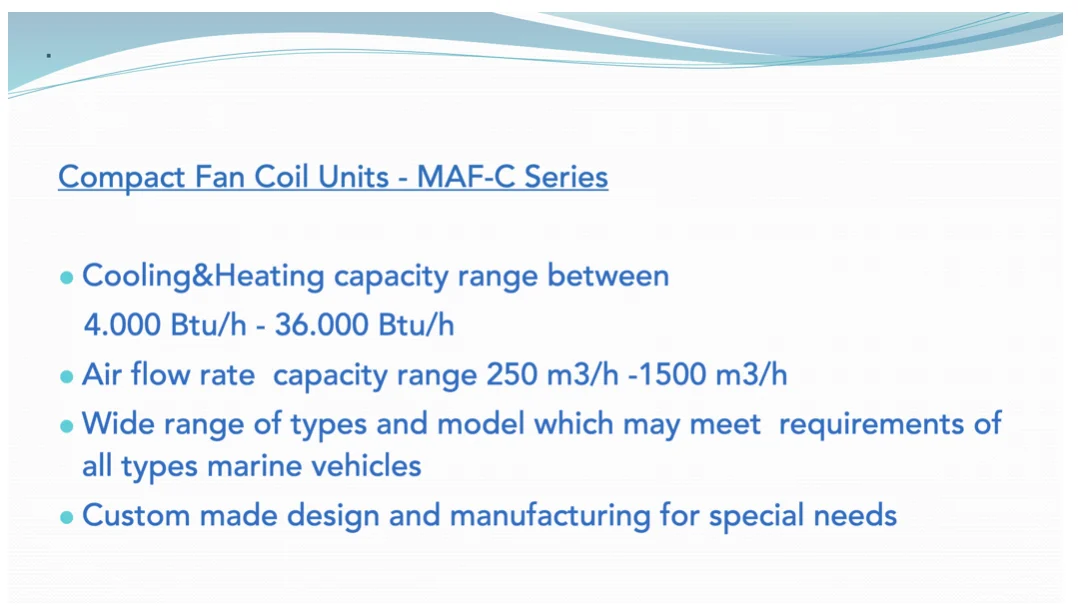Coolmar marine fan coil FCU component detail
