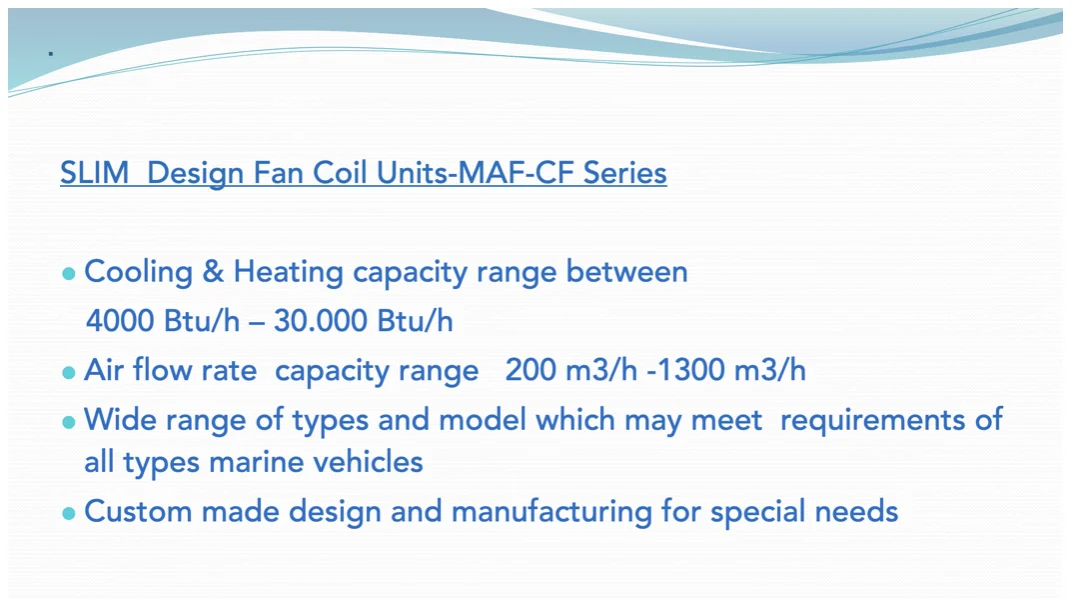 Coolmar marine fan coil FCU gt component detail