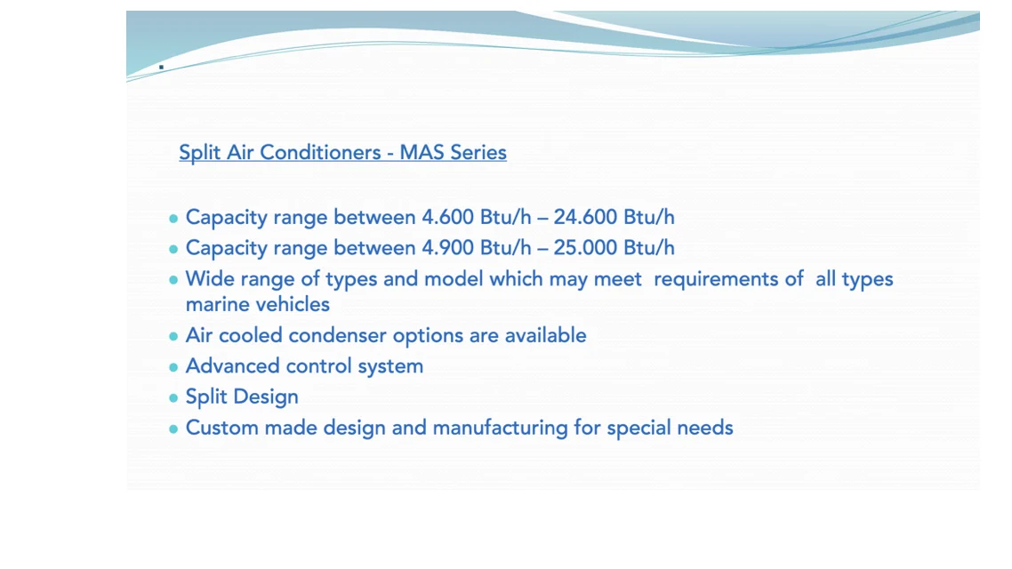 Coolmar self-contained marine air-conditioning MAS component detail