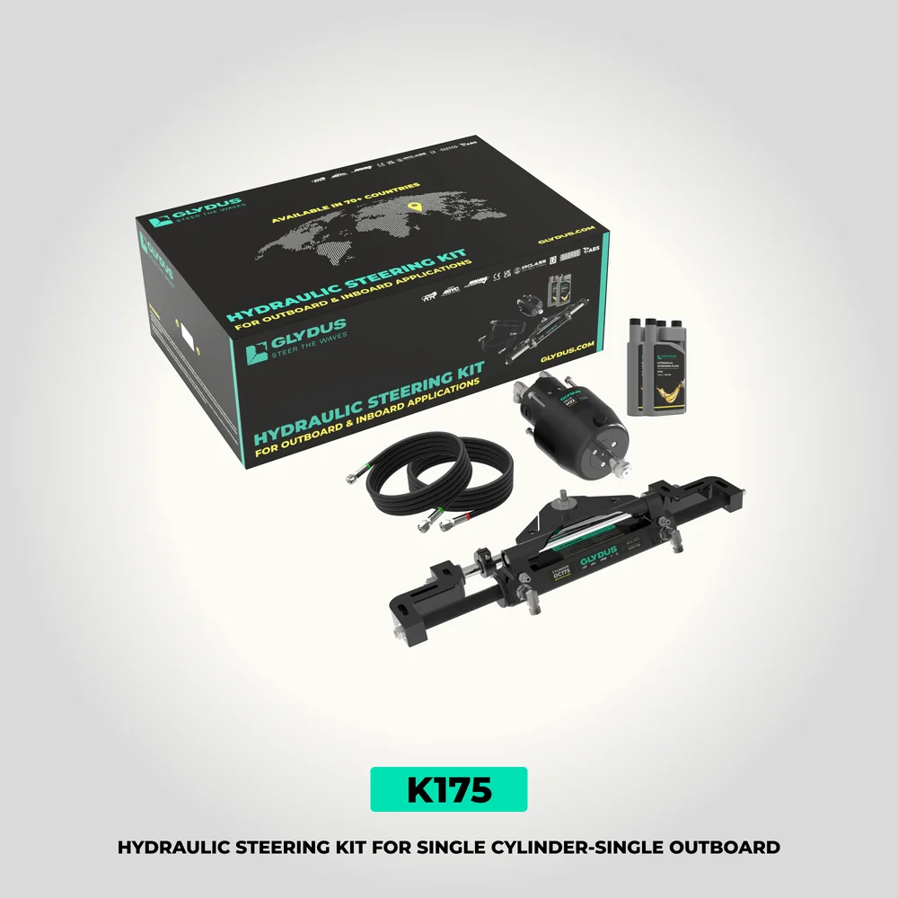 Glydus K175 hydraulic steering system for a compatible single outboard up to 175 HP