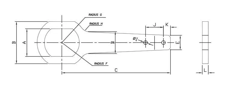Marine propeller tab washer dimensional drawing
