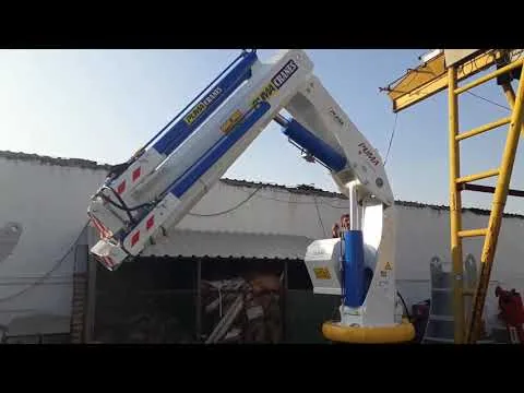 Official video thumbnail showing an offshore-application knuckle-boom marine crane