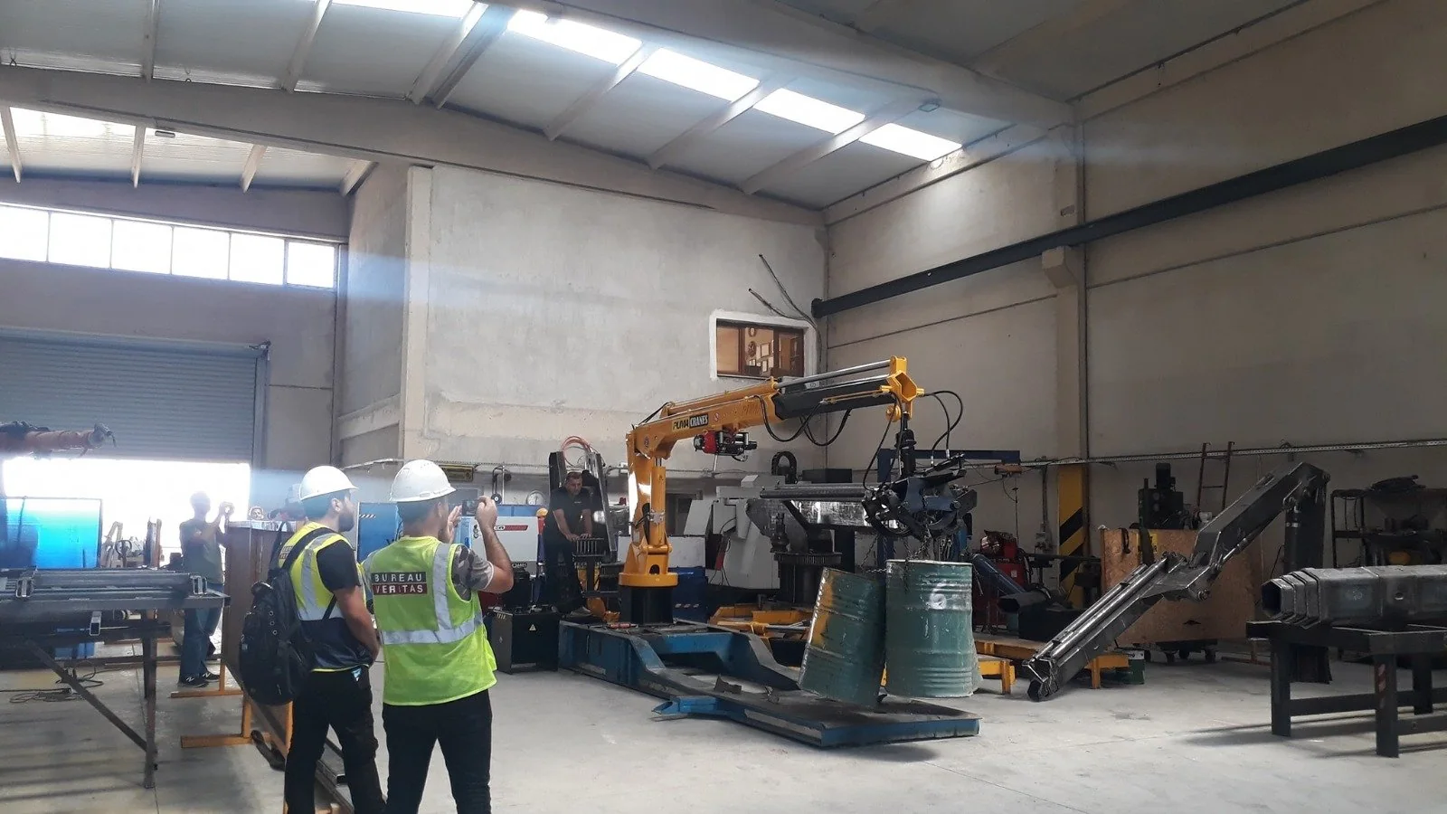 Marine crane undergoing a manufacturer factory inspection