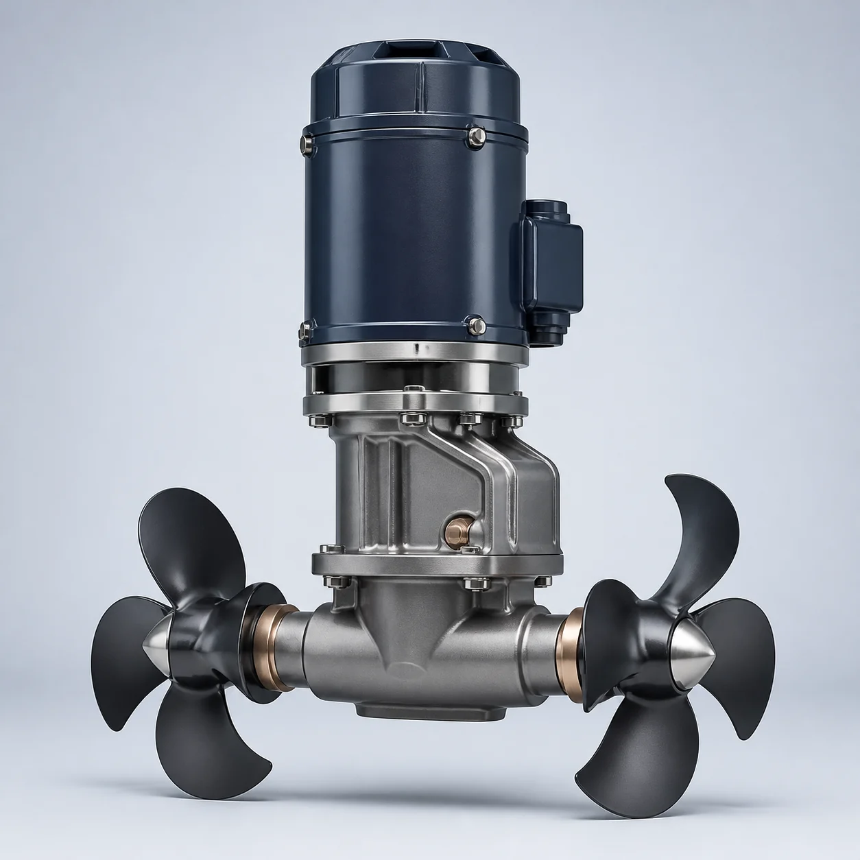 Brand-neutral electric tunnel-thruster motor and propeller assembly