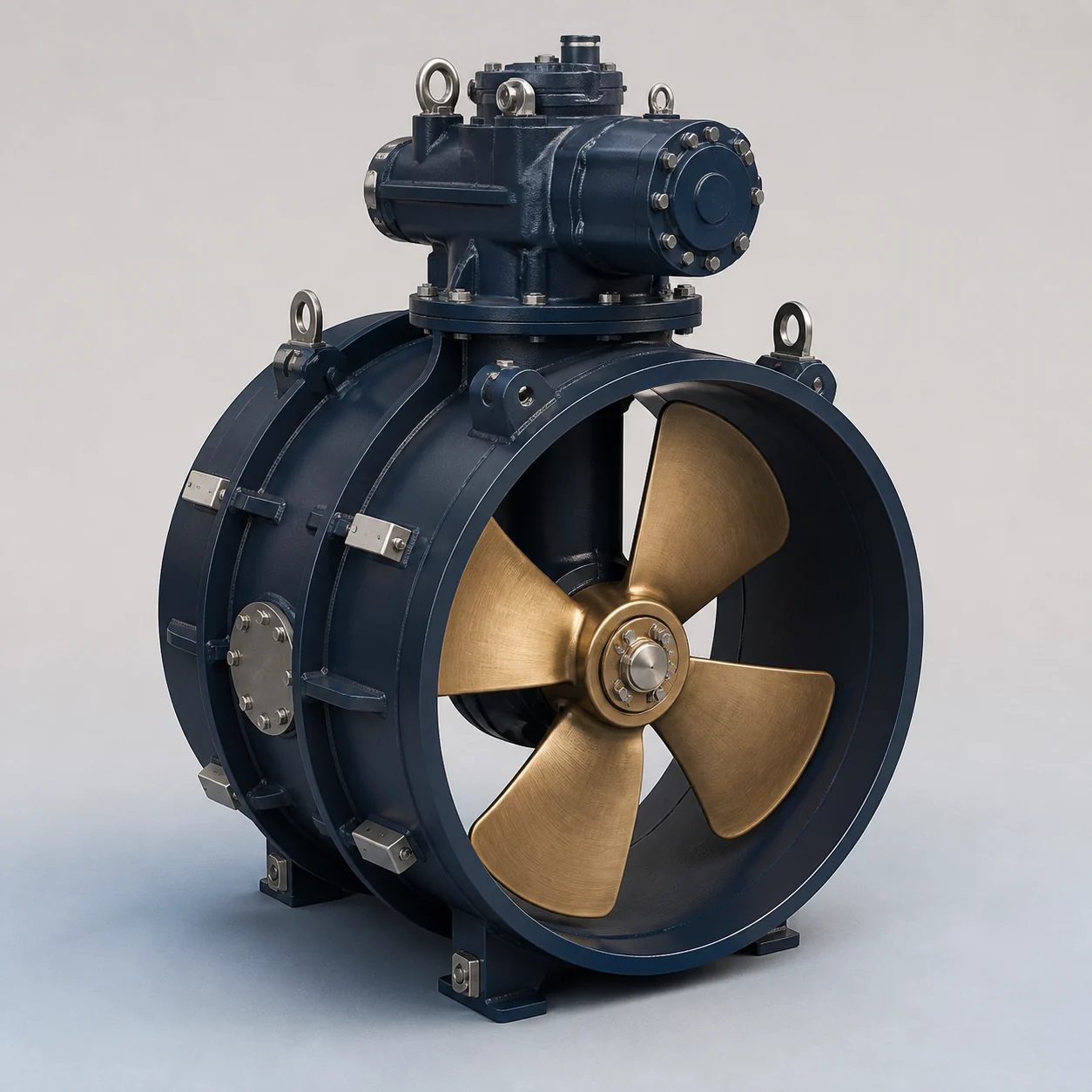 Brand-neutral commercial fixed-pitch tunnel thruster with reinforced tunnel