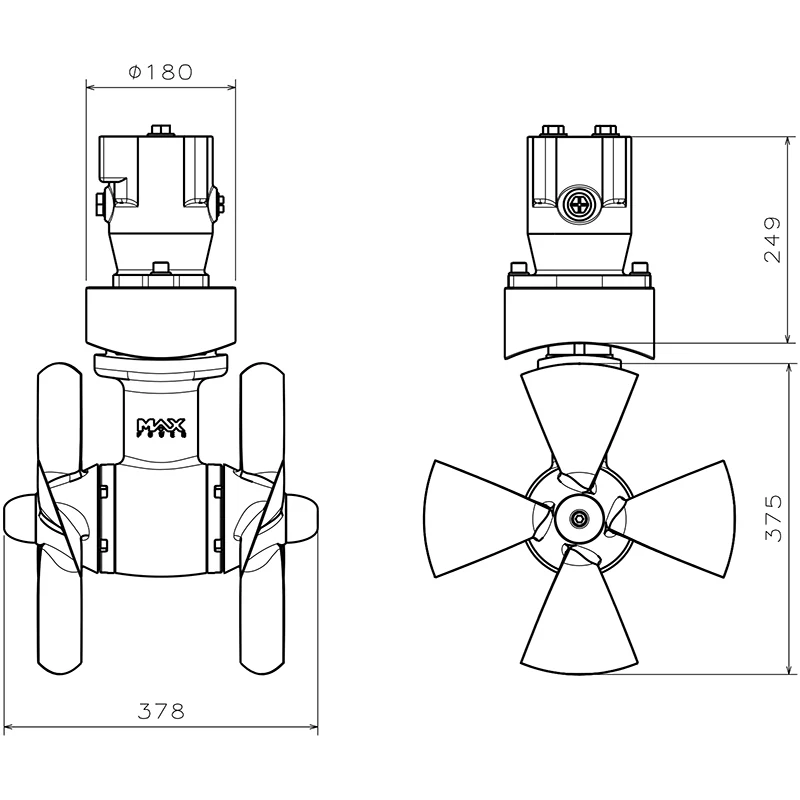Max Power CT1000 HYD additional product view 1 for bow or stern thruster selection reference