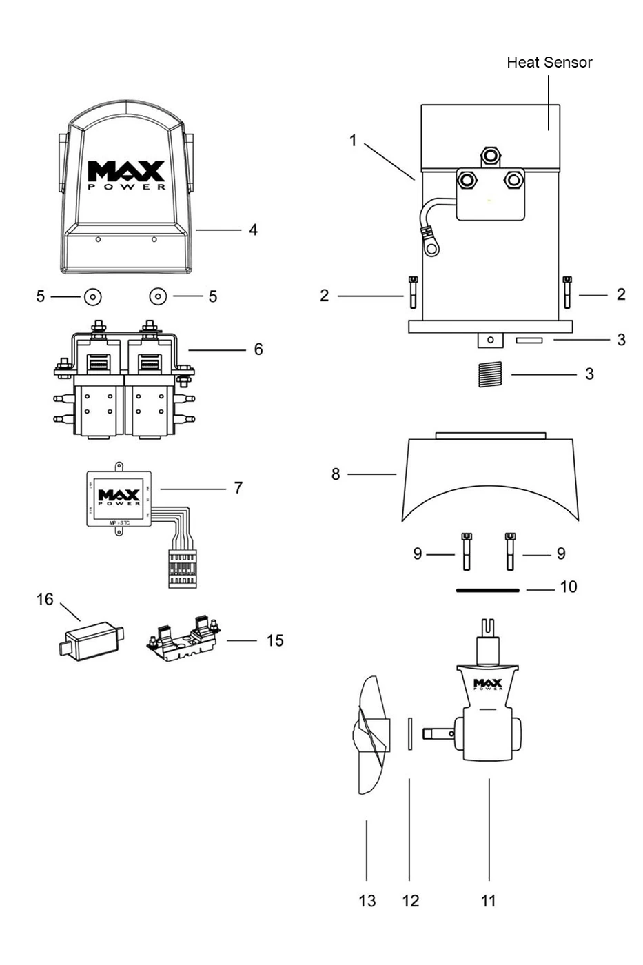 Max Power CT60 technical reference diagram for bow or stern thruster selection reference