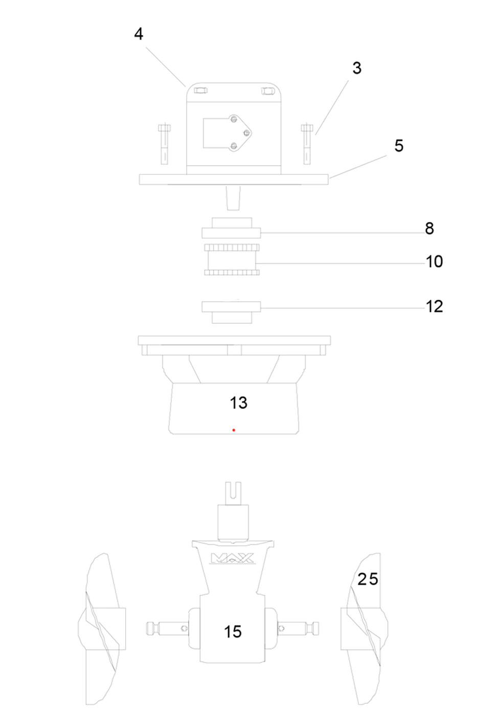 Max Power HYD125 technical reference diagram for bow or stern thruster selection reference