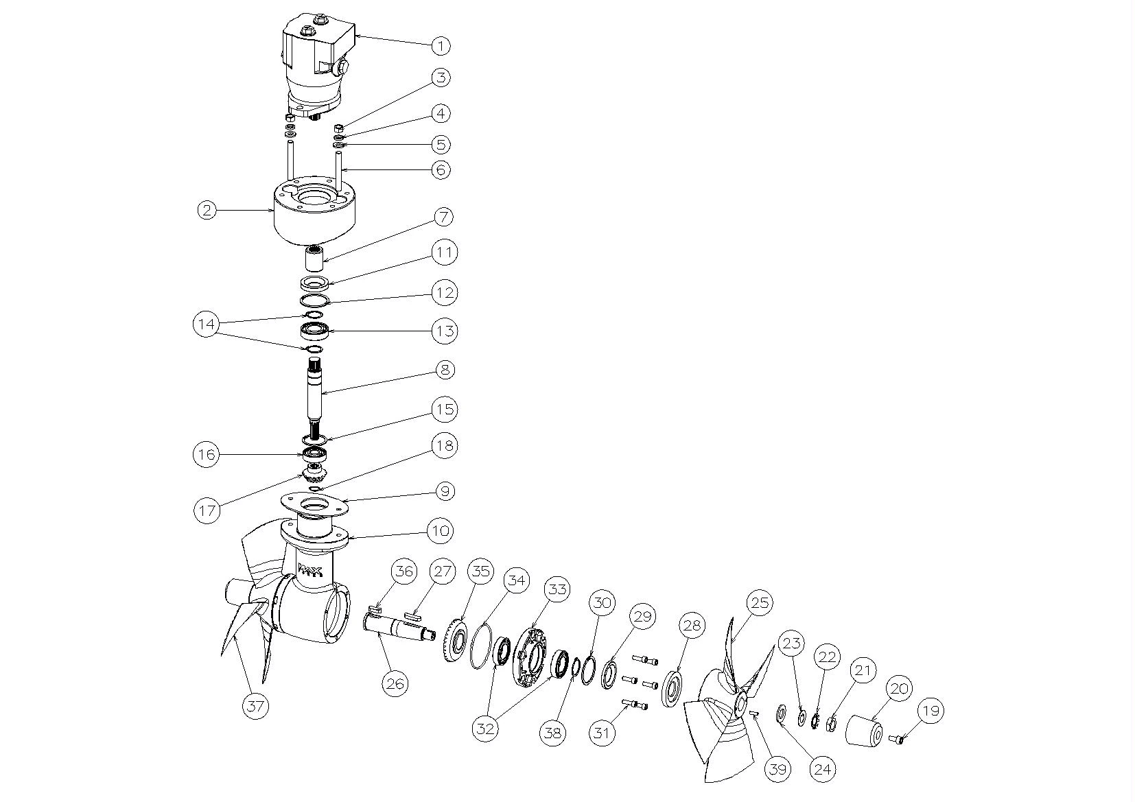 Max Power HYD550 technical reference diagram for bow or stern thruster selection reference