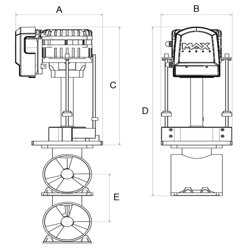 Max Power VIP250 ECO additional product view 2 for bow or stern thruster selection reference