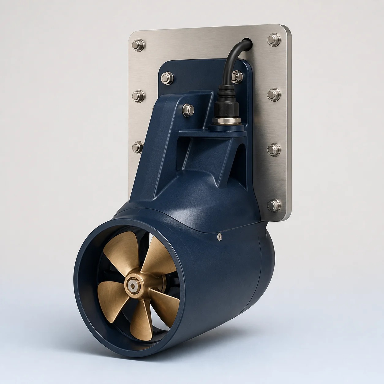 Brand-neutral external stern pod thruster with tunnel housing